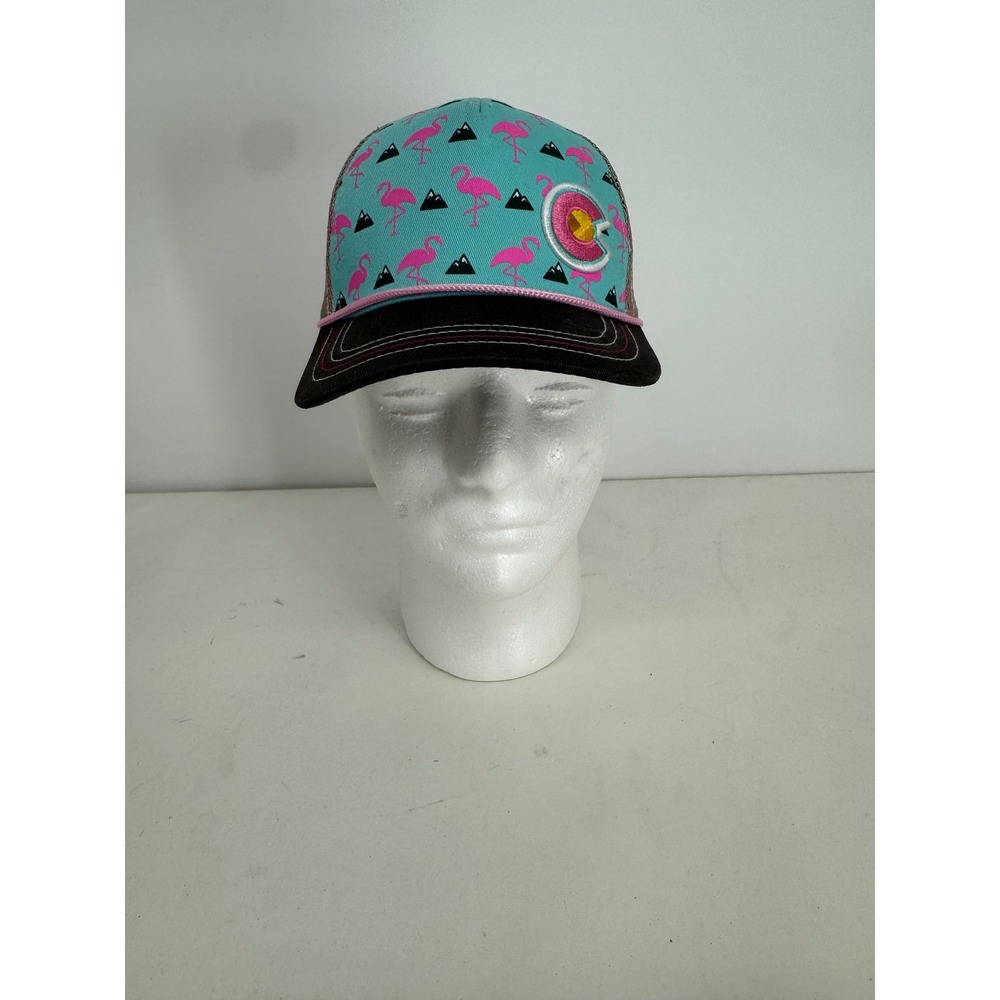 Yo Colorado Kids Flamingo Trucker Hat Blue Pink Mesh Adjustable Lil Fit 2-3 Yrs